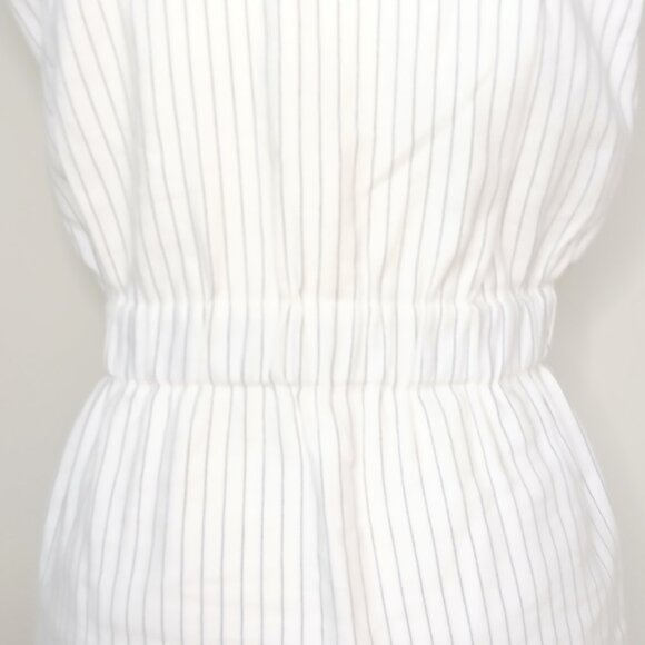 SANDRO Cosima Double Breasted Pinstriped Linen Blend Mini Dress Ecru Size 4 - Picture 6 of 12